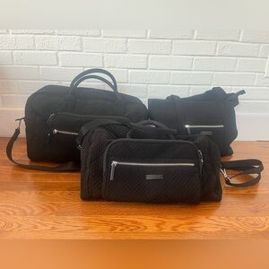 Vera Bradley 3 Piece Matching Luggage Set - Black Performance Twill